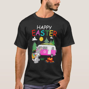 Camiseta Felz pascoa de acampamento de Páscoa de Ovos Coelh