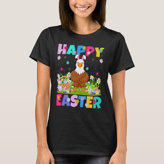 Camiseta Felz pascoa De Águia Eagle Bunny Bald Eagle Páscoa (Frente)
