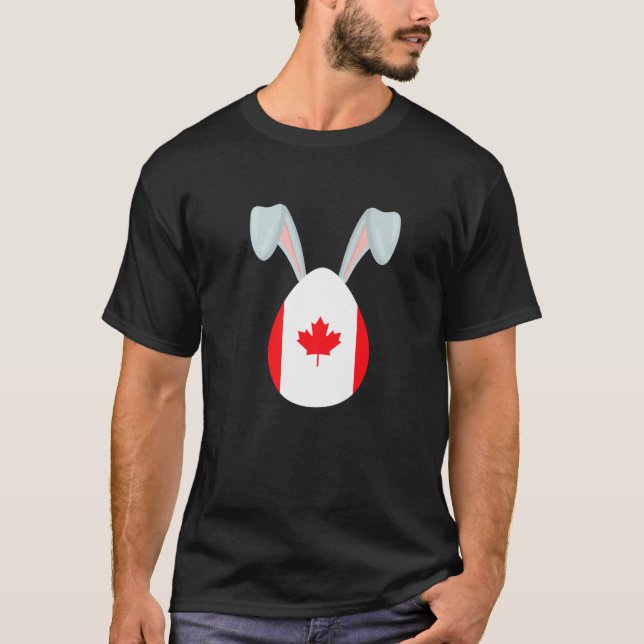 Camiseta Felz pascoa de Bandeira Canadiano de Ovo de Páscoa (Frente)