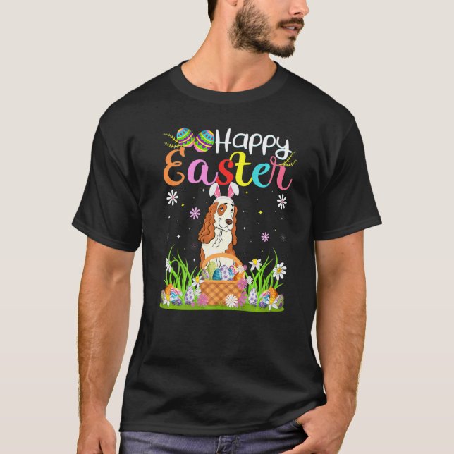 Camiseta Felz pascoa de Cachorro Coelho Cachorro Coqueiro C (Frente)