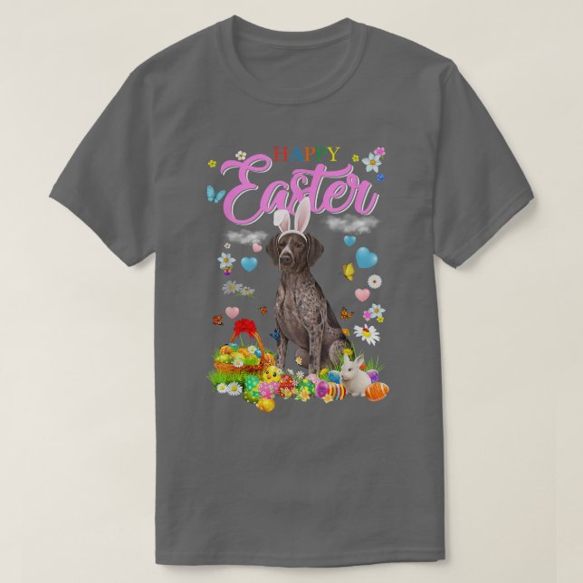 Camiseta Felz pascoa de Cachorro Cony German Shorired  (Frente do Design)
