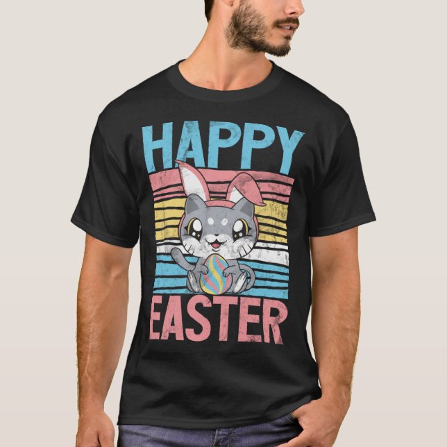 Camiseta Felz pascoa de Camisa-T de Frohe Ostern Gato Pásco (Frente)