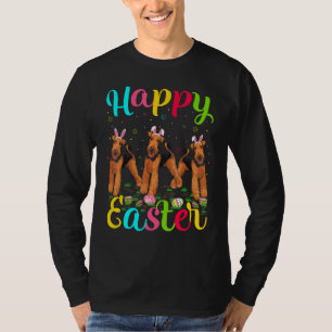 Camiseta Felz pascoa de Cão de Páscoa Bunny Airedale Terrie