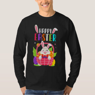 Camiseta Felz pascoa de coelho de ovos de coelho para mulhe