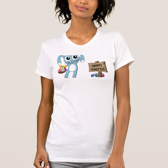 Camiseta Felz pascoa de desejos do Bunny da Páscoa (Frente)