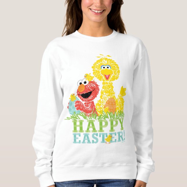 Camiseta Felz pascoa de Elmo e Big Bird (Frente)