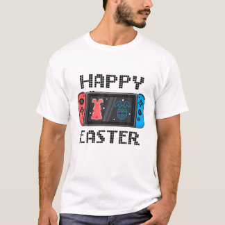 Camiseta Felz pascoa De Jogo De Vídeo Bonito Jogando Coelhi