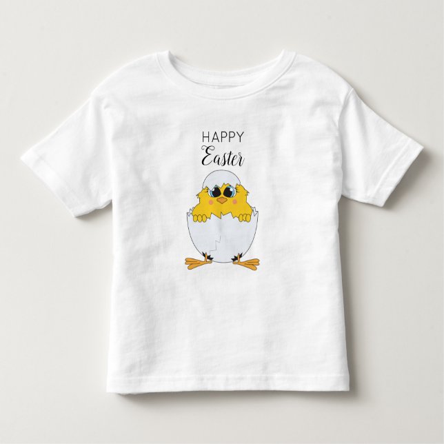 Camiseta Felz pascoa de Ovos e Pintinhos de Páscoa (Frente)