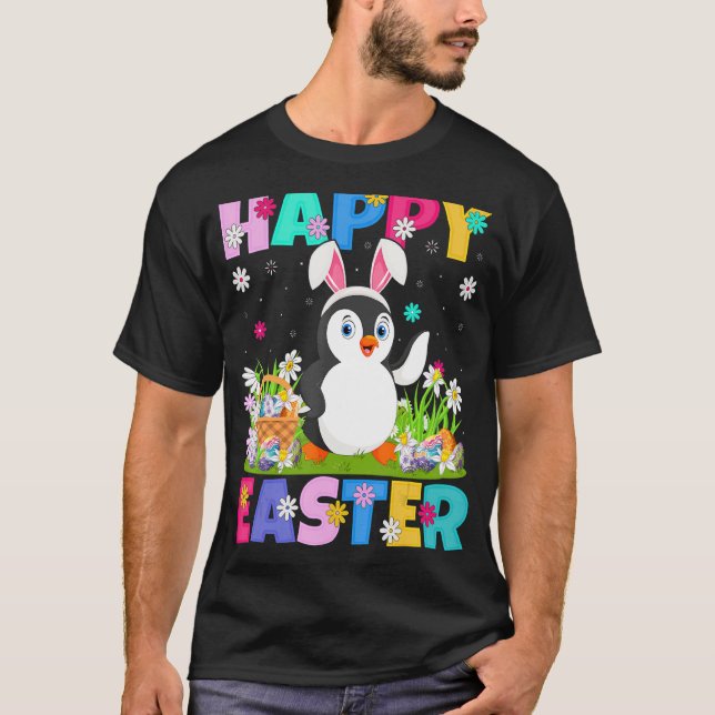 Camiseta Felz pascoa de pássaros Bunny Penguin Páscoa S (Frente)