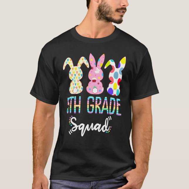 Camiseta Felz pascoa Dia 5 de Grau Bunny Squad Professora S (Frente)