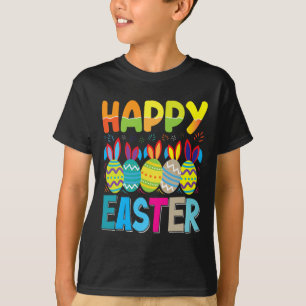 Camiseta Felz pascoa Dia Engraçado Caça Colorida De Ovos