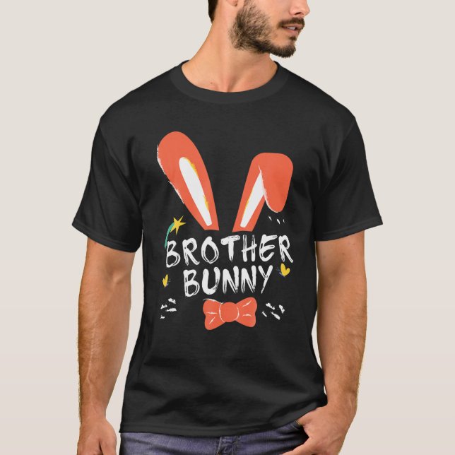 Camiseta Felz pascoa Dia Irmão Bunny Ears Figurume Família (Frente)