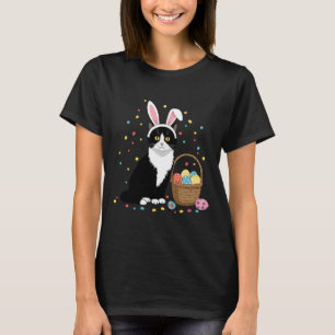 Camiseta Felz pascoa Dia Negro Gato Coelho Ovos de Páscoa