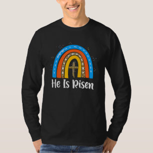 Camiseta Felz pascoa Dia Que Ele É Risen Leopard Rainbow Ch