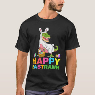 Camiseta Felz pascoa Dinossaur Rawr Cute Bunny Egg Hunt Gif