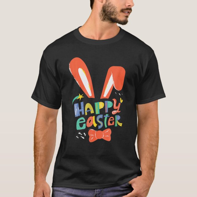 Camiseta Felz pascoa Dotado De Orelhas Dotadas Para Criança (Frente)