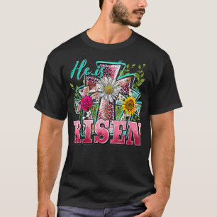 Camiseta Felz pascoa Ele É Risen Sunflower Lepard Cross J