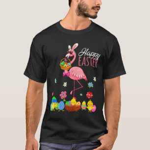 Camiseta Felz pascoa Flamingo Com O Soquete De Ovo De Pásco