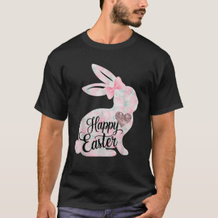 Camiseta Felz pascoa Floral Bunny Coquette Arco Aestético G