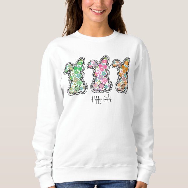 Camiseta Felz pascoa Floral Bunny Floral Bunny (Frente)