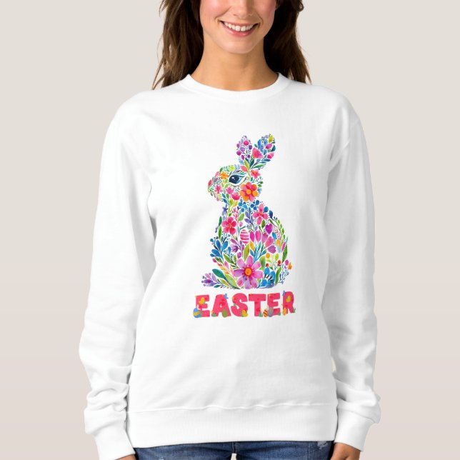Camiseta Felz pascoa Floral Bunny Floral Bunny (Frente)