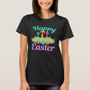 Camiseta Felz pascoa Floral Crosses Cute Christian