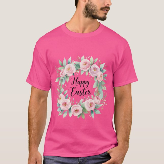 Camiseta Felz pascoa - Floral de Aquarela (Frente)