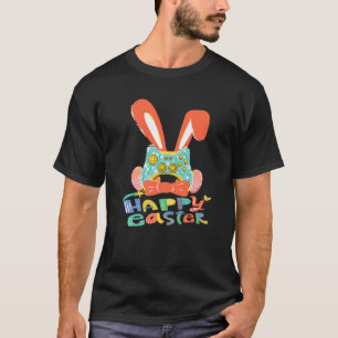 Camiseta Felz pascoa Joystick Bunny Tie Crianças Engraçadas