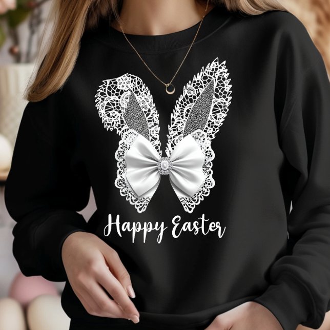 Camiseta Felz pascoa Lace Bunny Lace Ears Lace Arco (Criador carregado)