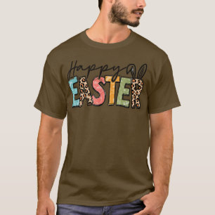 Camiseta Felz pascoa Leopard Bunny Raabit Mulheres Meninas