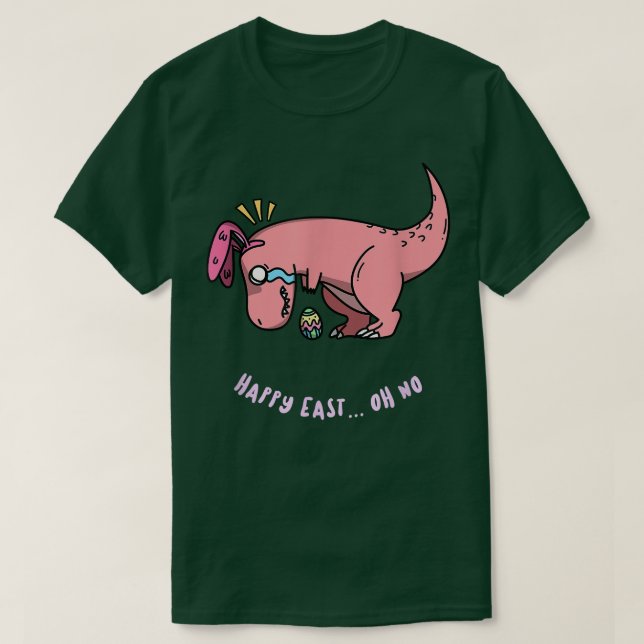 Camiseta Felz pascoa Oh, Sem Design de Dinossauro Engraçado (Frente do Design)