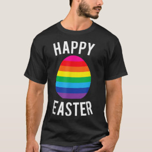 Camiseta felz pascoa Orgulho gay Arco-Íris Ovo Divertido 