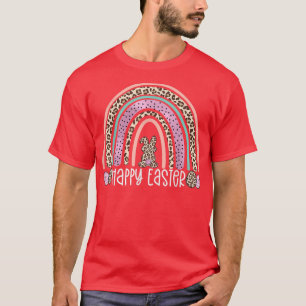Camiseta Felz pascoa Rainbow Leopard Bunny Egg Hunting Wom