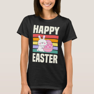 Camiseta Felz pascoa Retro Estilo de Vintagem Coelho Coelho