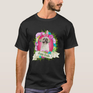 Camiseta Felz pascoa Shih Tzu Vestindo Ovos De Ouvido Coelh