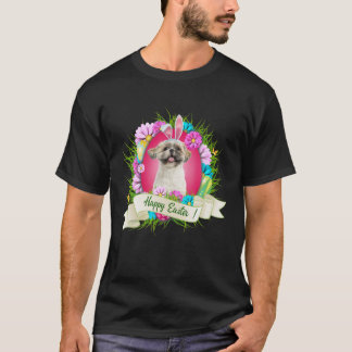 Camiseta Felz pascoa Shih Tzu Vestindo Ovos De Ouvido Coelh