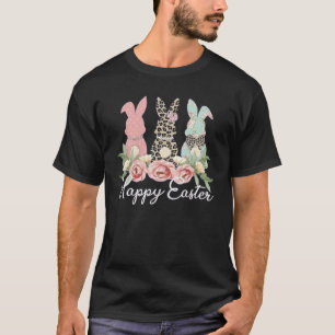 Camiseta Felz pascoa Três Coelho Coelho Menina-Leopardo