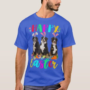Camiseta Felz pascoa Três Montanha Bernesa Vestindo Coelhin