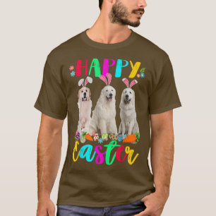 Camiseta Felz pascoa Três Pirenéus Vestindo Ovos De Ouvidos
