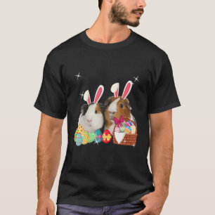 Camiseta felz pascoa Três Porco Guiné Vestindo Bunny Ear 