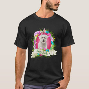 Camiseta Felz pascoa Vestindo Ovos de Ouvidos Coelhinhos Le