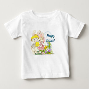 Camiseta Felz pascoa Vintage Bunnies & Flowers