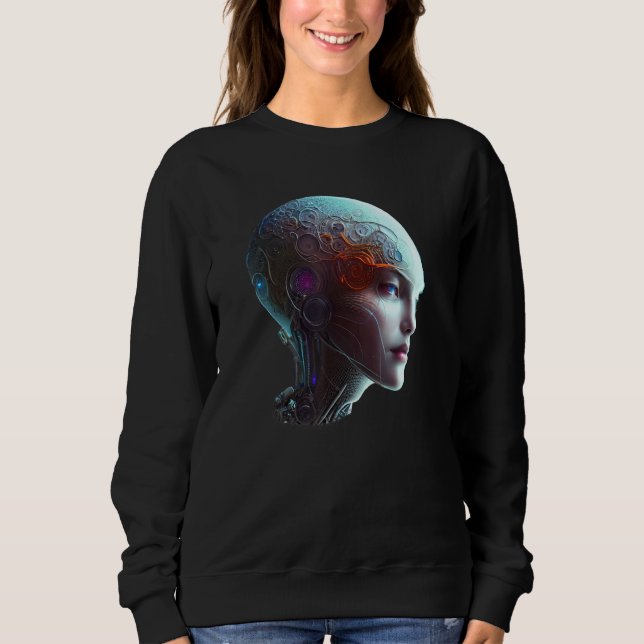Camiseta Female Robot Sci Fi Cyborg Unique Futuristic Digit (Frente)