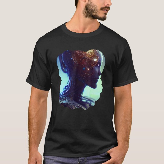 Camiseta Female Robot Sci Fi Cyborg Unique Futuristic Digit (Frente)