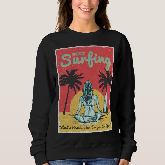 Camiseta Female Surfer Black s Beach San Diego California (Frente)