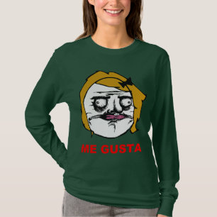 Camiseta Fêmea loura mim cara cómica Meme da raiva de Gus