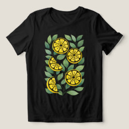 Camiseta Feminina Abstrata de Limão Citrino Dourad