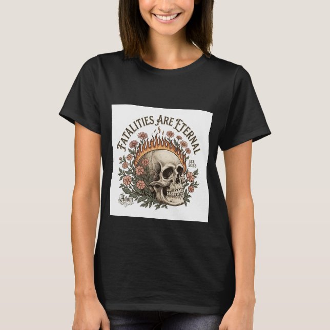 Camiseta Feminina ADOM "Fatalities Are Eternal" (Frente)