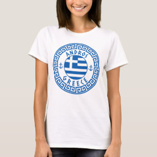 Camiseta feminina Andros, Grécia Bandeira