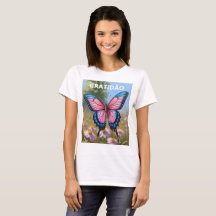  Camiseta Feminina Básica Borboleta